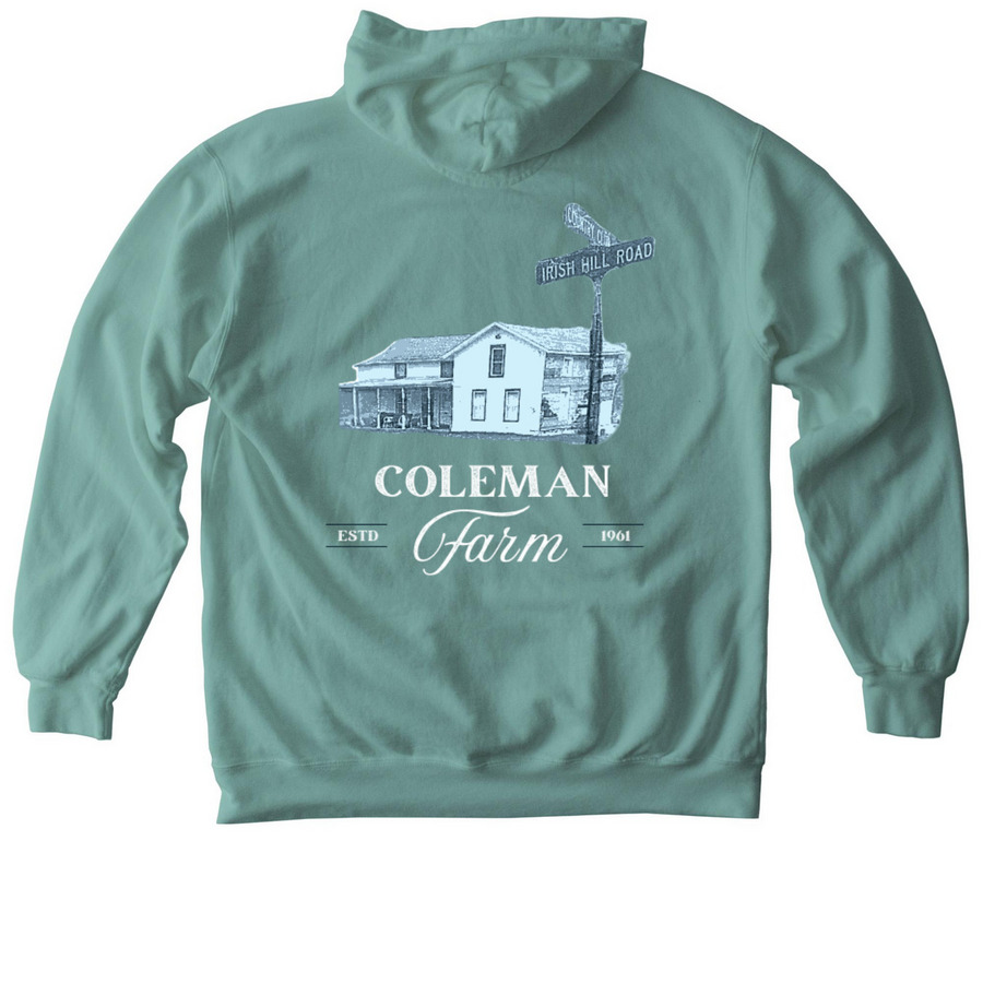 Coleman Farm, a Seafoam Comfort Colors Pullover Hoodie (back-view)