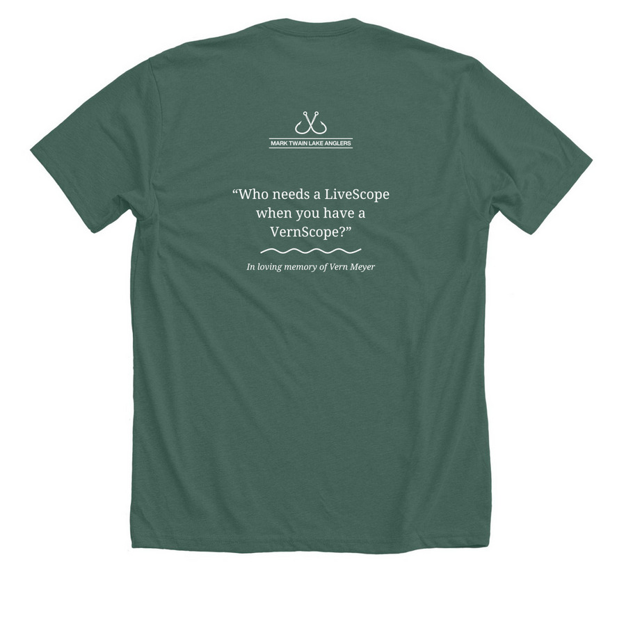 9th MTLA VernScope Open Bass Tournament, a Heather Forest Premium Unisex Tee (back-view)