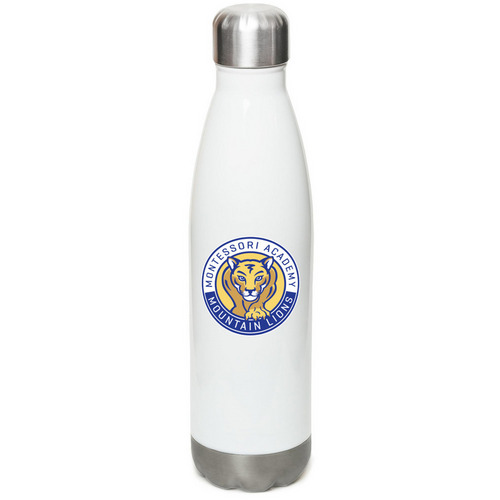 Water Bottle: MAC Spirit Store, a White Stainless Steel Water Bottle