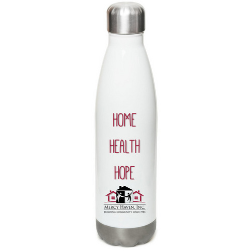 The Mercy Bottle, a White Stainless Steel Water Bottle