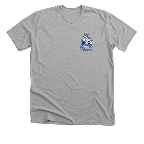 Small Logo Old School Cool Bobcat, a Athletic Heather Premium Unisex Tee