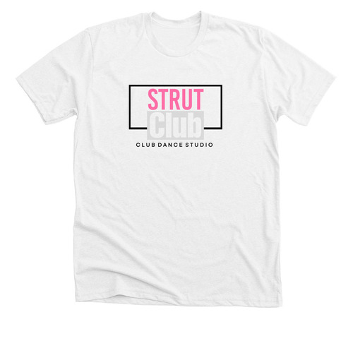 Strut Club Logo, a Solid White Blend Premium Unisex Tee