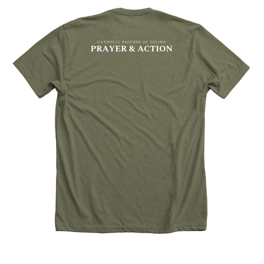 St. Joseph 2021, a Heather Olive Premium Unisex Tee (back-view)