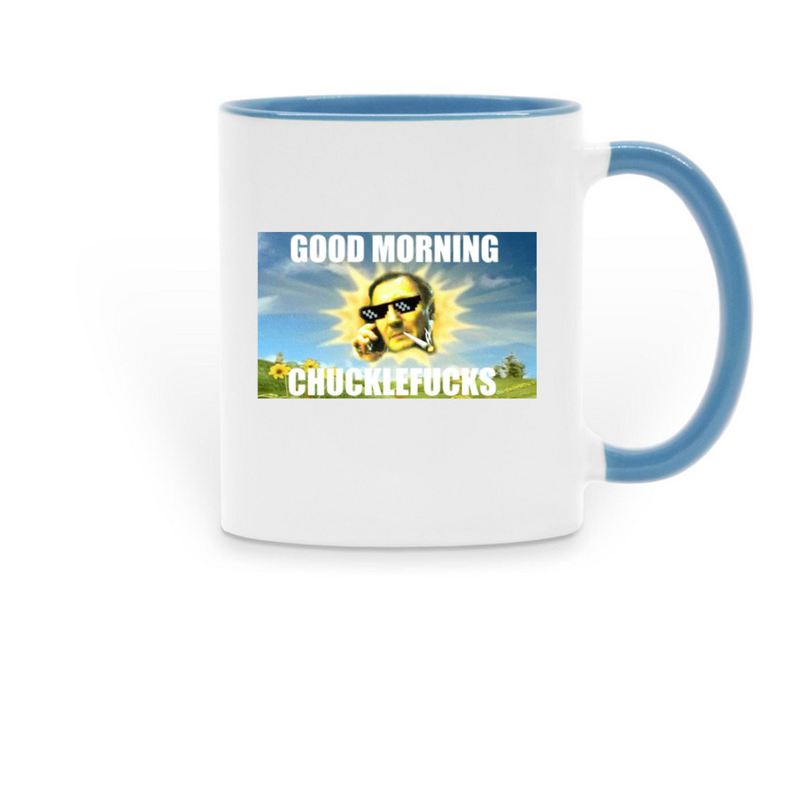 Good Morning, a Light Blue Two-Tone Ceramic Mug