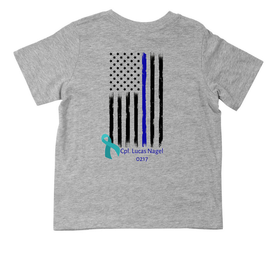 Toddler LN Fund Shirt, a Heather Toddler Tee (back-view)
