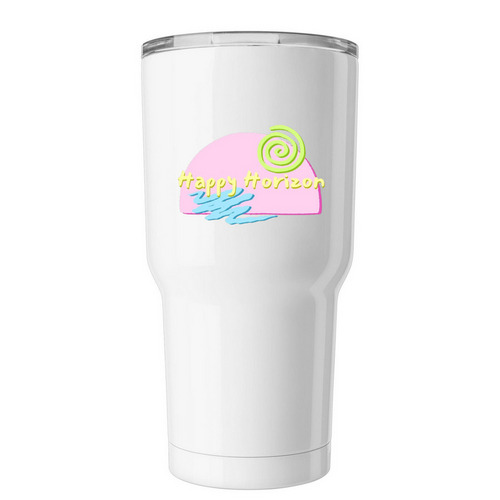 Happy Horizon Pink Sunrise Tumbler, a White Insulated Tumbler