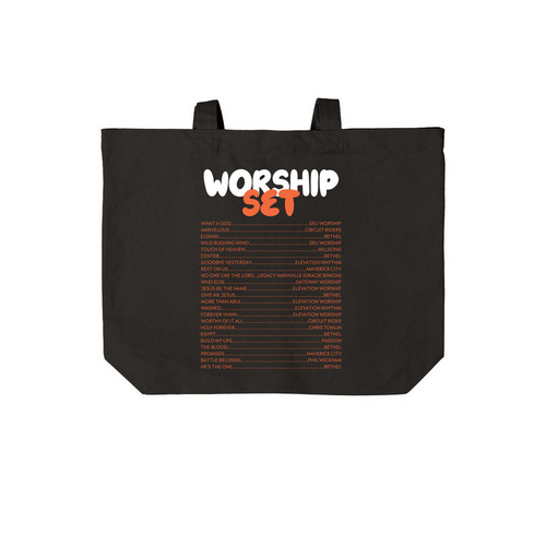 Worship Set Tote, a Deep Black Cotton Canvas Tote Bag