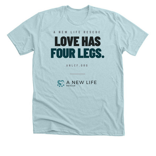 Love has four legs, a Heather Ice Blue Premium Unisex Tee