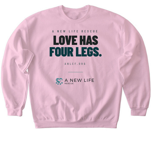 Love has four legs, a Light Pink Softstyle Crewneck Sweatshirt