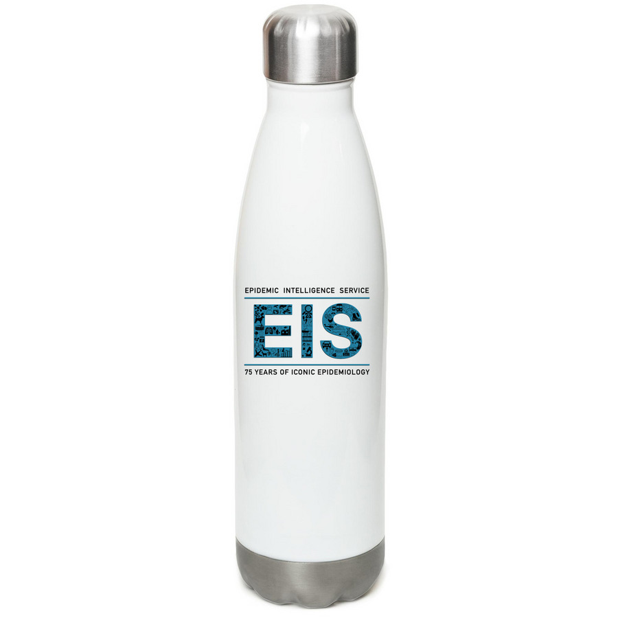EIS 75th Anniversary Water Bottle, a White Stainless Steel Water Bottle