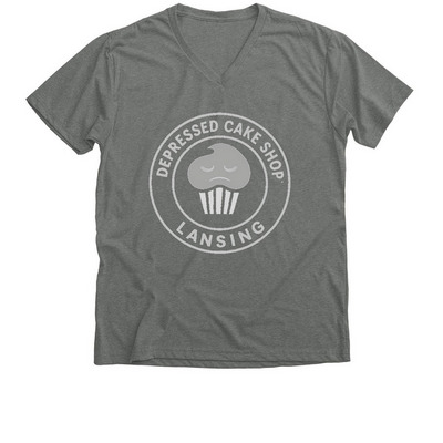 Depressed Cake Shop - Lansing, MI, a Deep Heather Premium V-Neck Tee