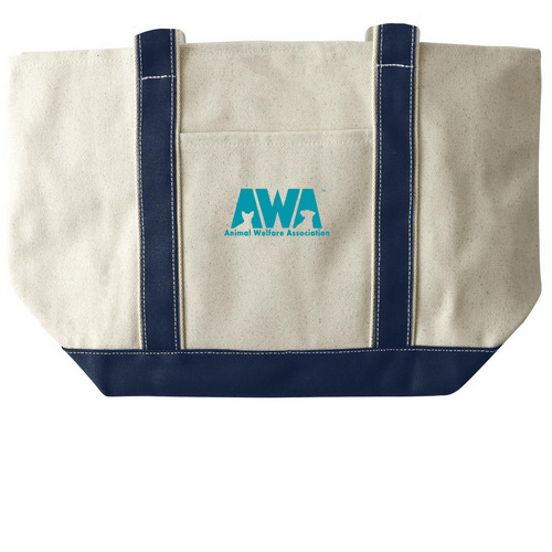 AWA Tote Bag, a Natural/Navy Large Two-Tone Canvas Tote Bag