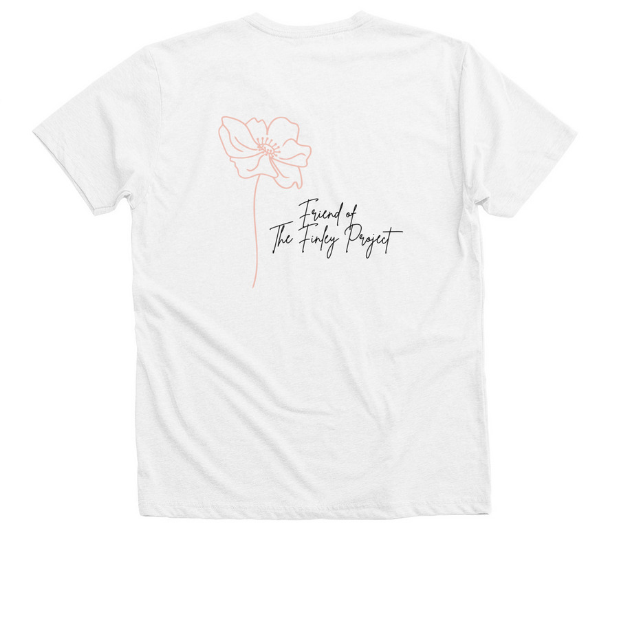 Friend of The Finley Project, a Solid White Blend Premium V-Neck Tee (back-view)