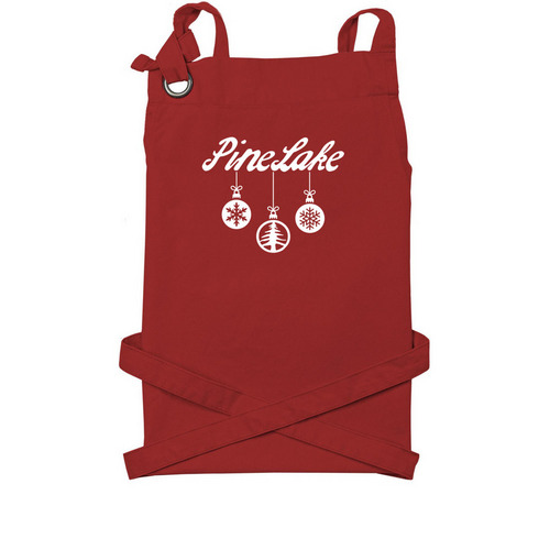 Holiday Apron, a Red Cotton Canvas Pocket Apron