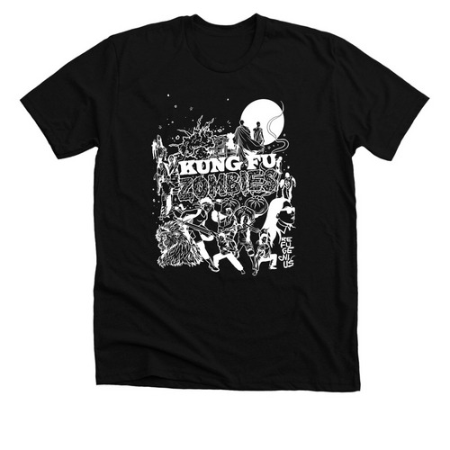 Kung Fu Zombies (Black), a Solid Black Blend Premium Unisex Tee
