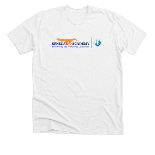 Seneca + IB, a Solid White Blend Premium Unisex Tee