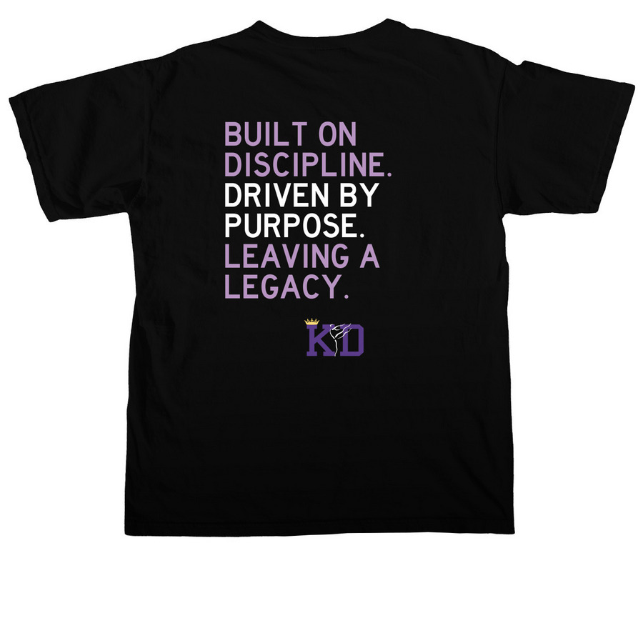 Discipline, Purpose, Legacy, a Black Comfort Colors Unisex Tee (back-view)