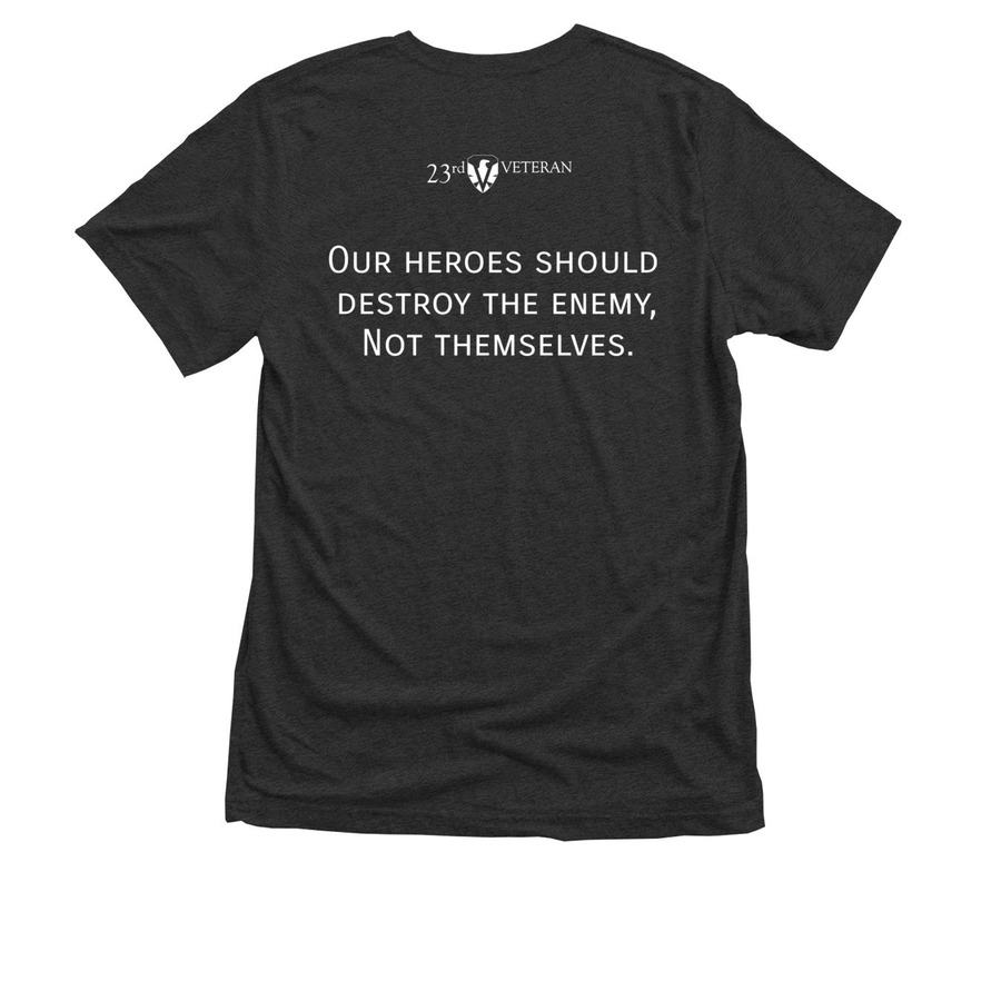 23rd Veteran "Our Heroes" (Men's / Unisex), a Vintage Black Triblend Unisex Tee (back-view)