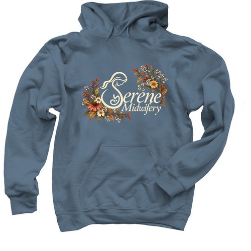 Serene Midwifery Merch, a Indigo Pullover Hoodie