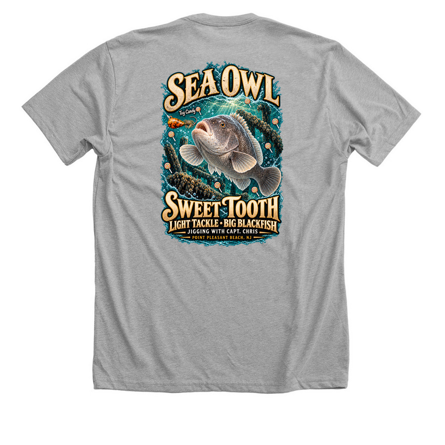 Sea Owl ? Sweet Tooth ? | Tog Candy Collab, a Athletic Heather Premium Unisex Tee (back-view)