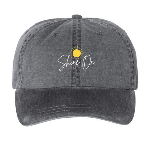 Shine On Cap, a Black Printed Pigment Dye Baseball Cap