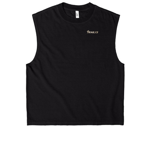 Faith over fear muscle shirt, a True Black Heavyweight Garment Dye Muscle Tee