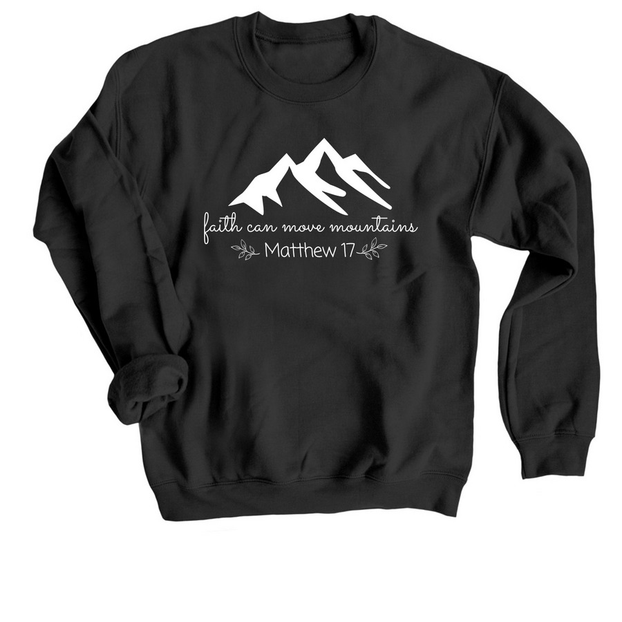 Faith-Mountain Design, a Black Crewneck Sweatshirt