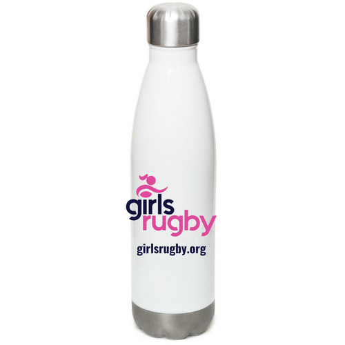 Girls Rugby Water Bottle, a White Stainless Steel Water Bottle