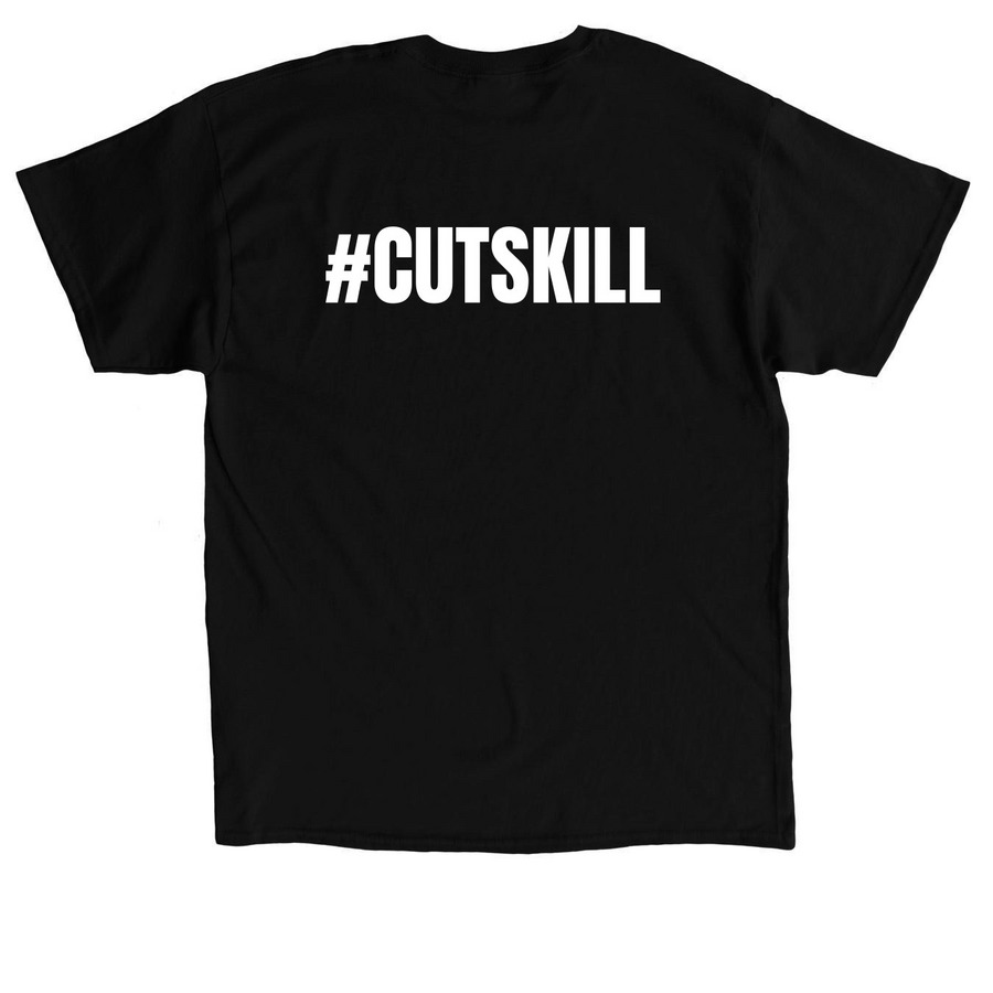 #CUTSKILL, a Black Classic Unisex Tee (back-view)