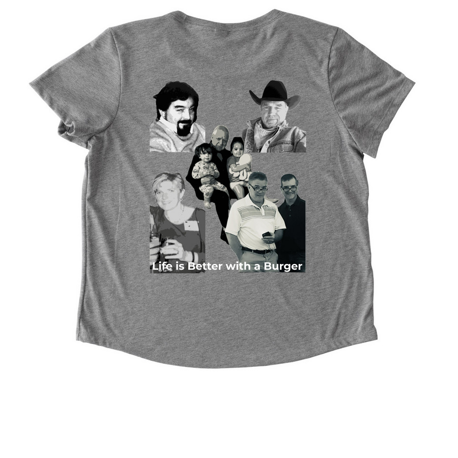 Burgett Family Reunion ?26, a Aluminum Grey Allmade Eco Triblend Women?s Scoop Neck Tee (back-view)