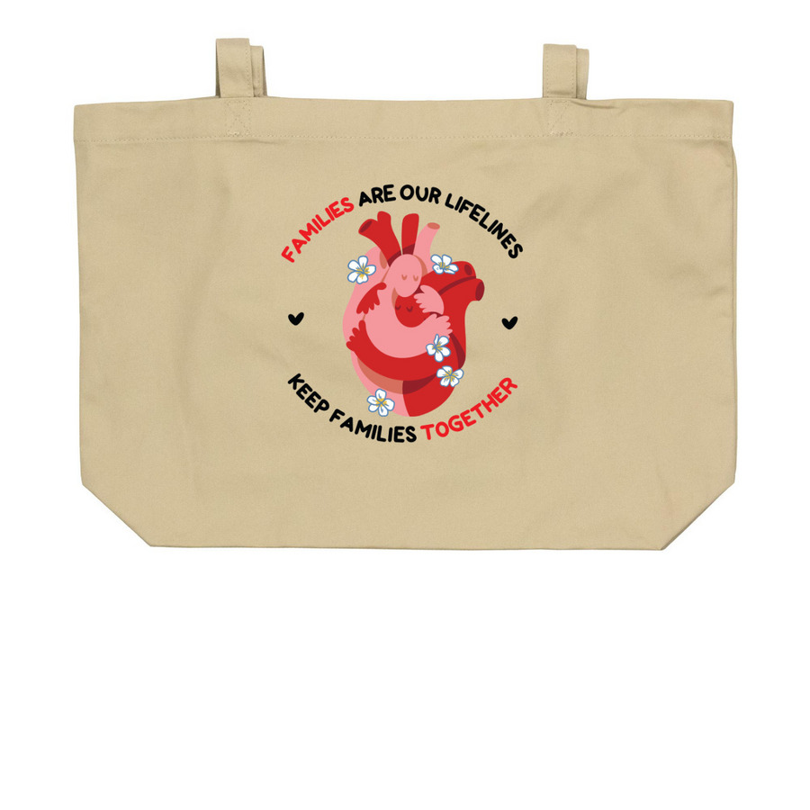 Families Are Our Lifelines, a Oyster Large Organic Cotton Tote Bag