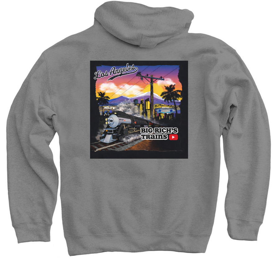 LA SP Div., a Charcoal Pullover Hoodie (back-view)