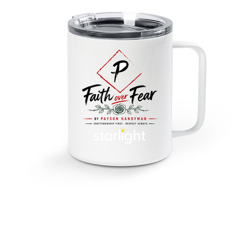Faith over Fear, a White Stainless Steel Travel Mug