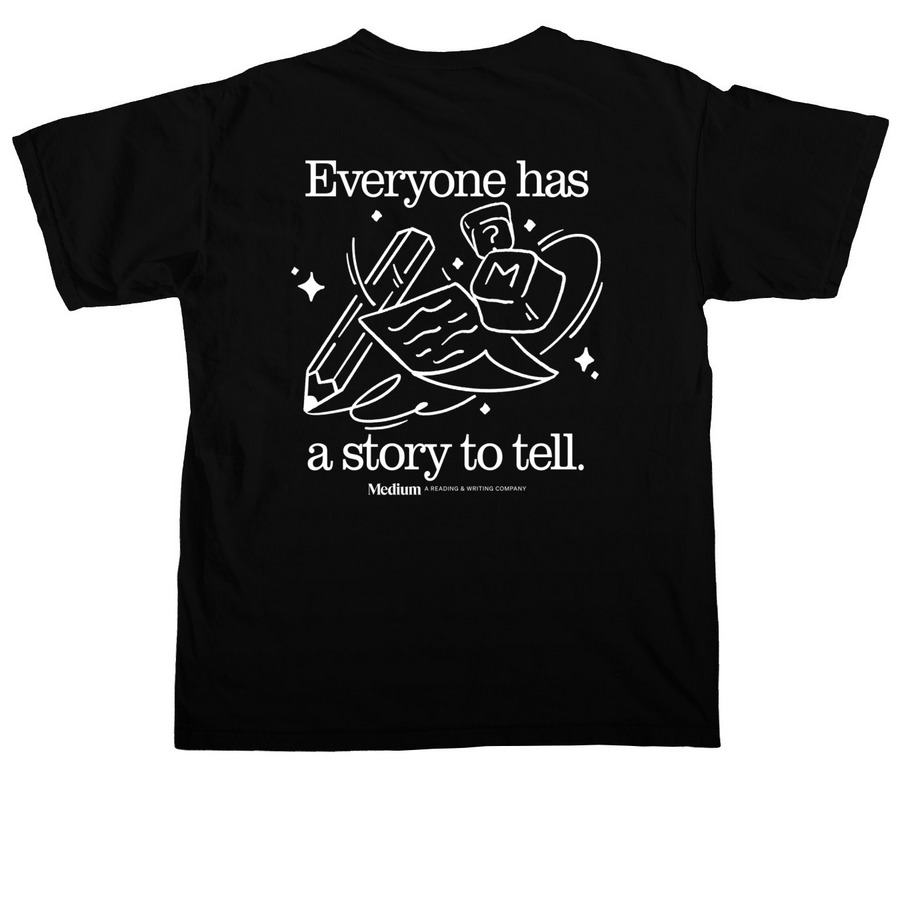 Everyone Has a Story (black), a Black Comfort Colors Unisex Tee (back-view)