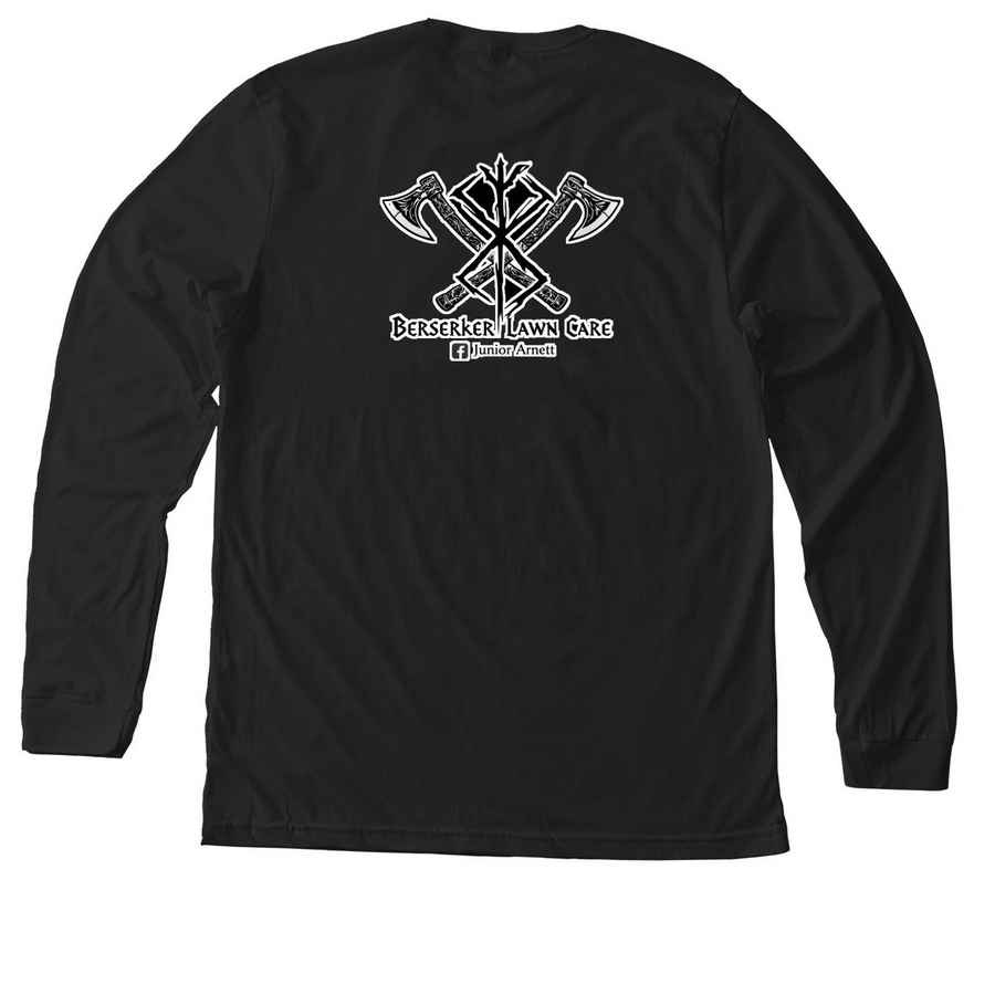 Berserker lawn Care Fall collection, a Solid Black Blend Premium Long Sleeve Tee (back-view)