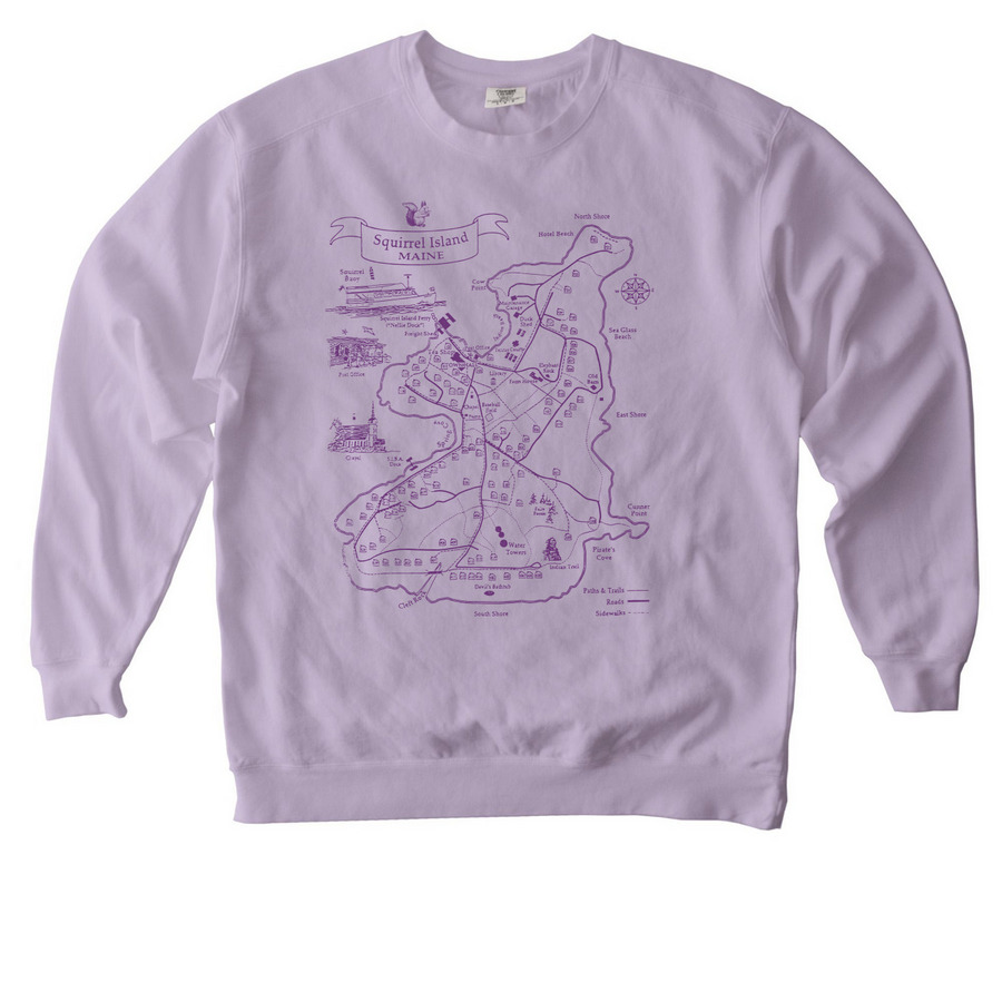 2026 Purple Squirrel Island Map Crewneck, a Orchid Comfort Colors Crewneck Sweatshirt