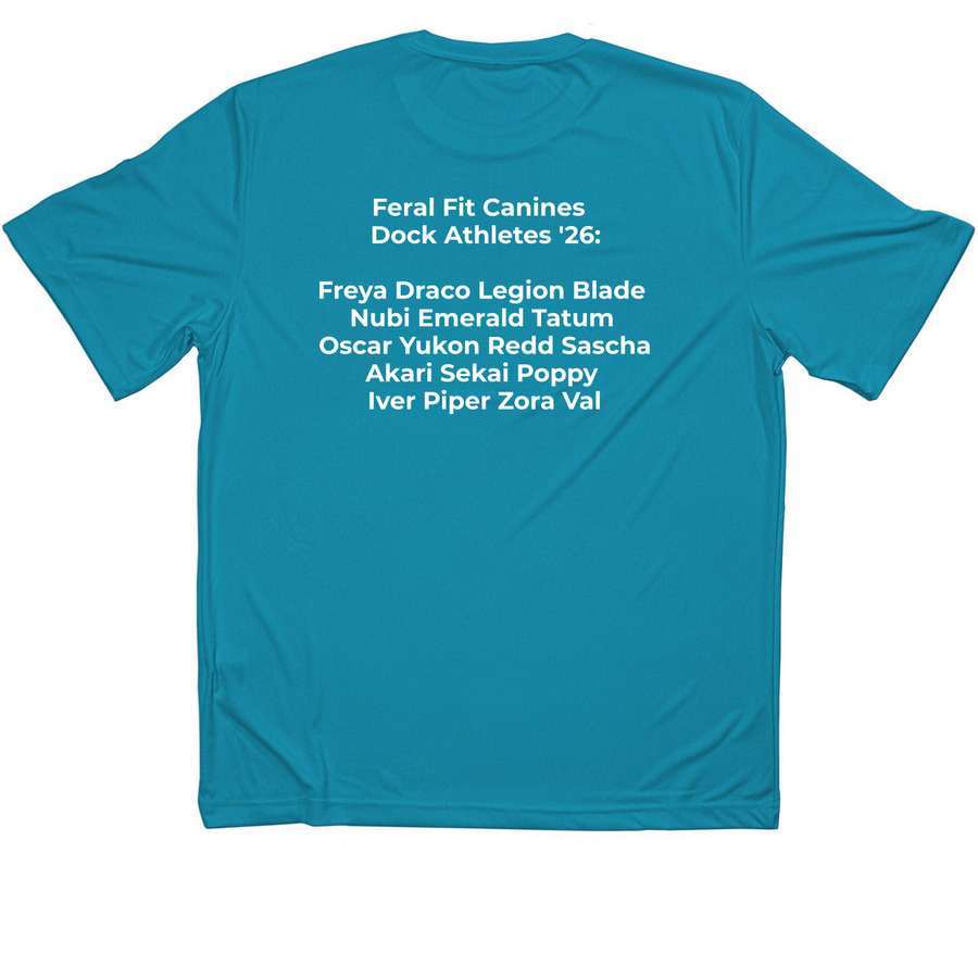 Feral Fit Canines Dock '26 Activewear, a Atomic Blue Classic Performance Tee (back-view)