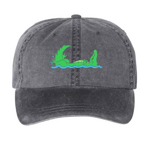 Gator hat, a Black Printed Pigment Dye Baseball Cap
