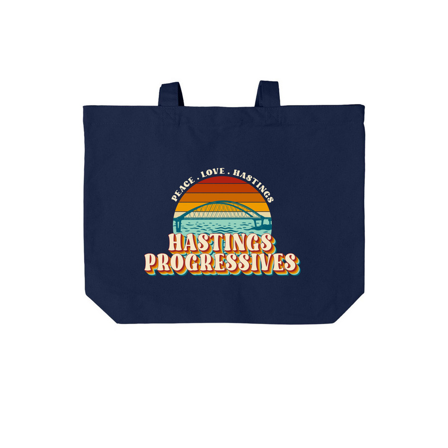 Hastings Progressives ? Bridge Tote, a River Blue Navy Cotton Canvas Tote Bag
