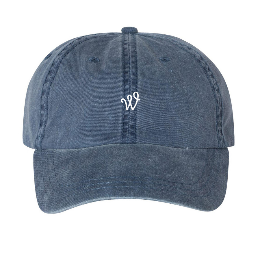 Minimal W Hat, a Navy Printed Pigment Dye Baseball Cap