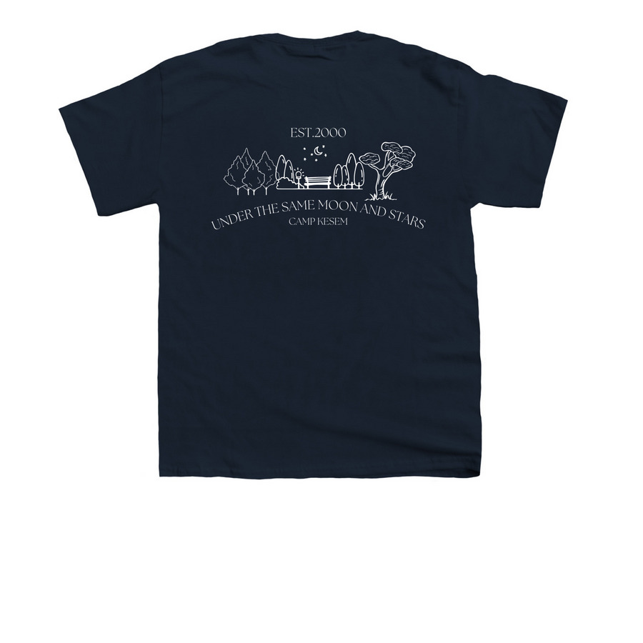 Under the Same Moon & Stars, a Navy Youth Unisex Tee (back-view)