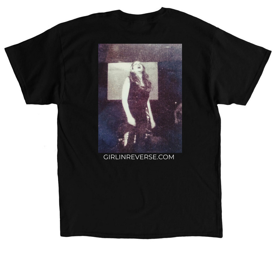 GIRL IN REVERSE MERCH, a Black Classic Unisex Tee (back-view)