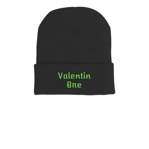 Valentin Bre Shapki, a Black Printed Cuffed Beanie