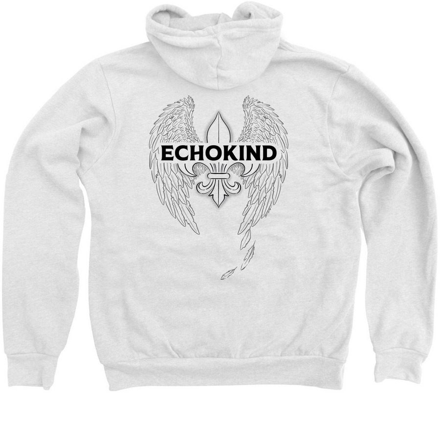 Demi Line - Black, a White Zip Up Hoodie (back-view)