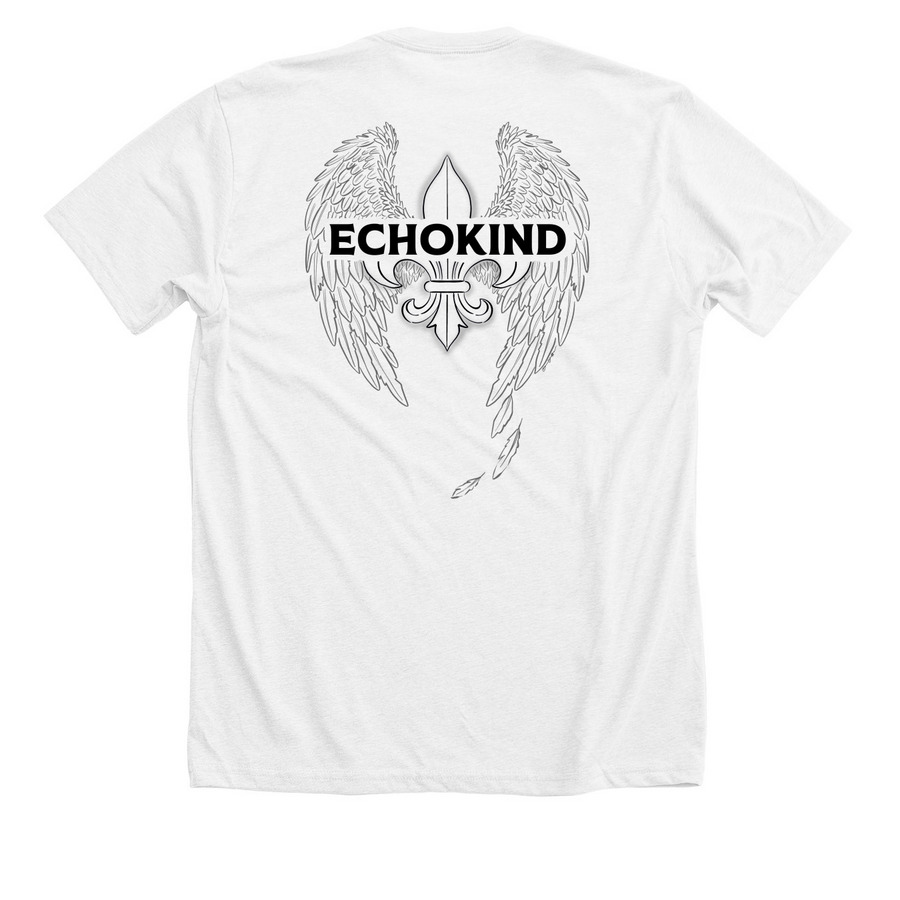 Demi Line - Black, a Solid White Blend Premium Unisex Tee (back-view)