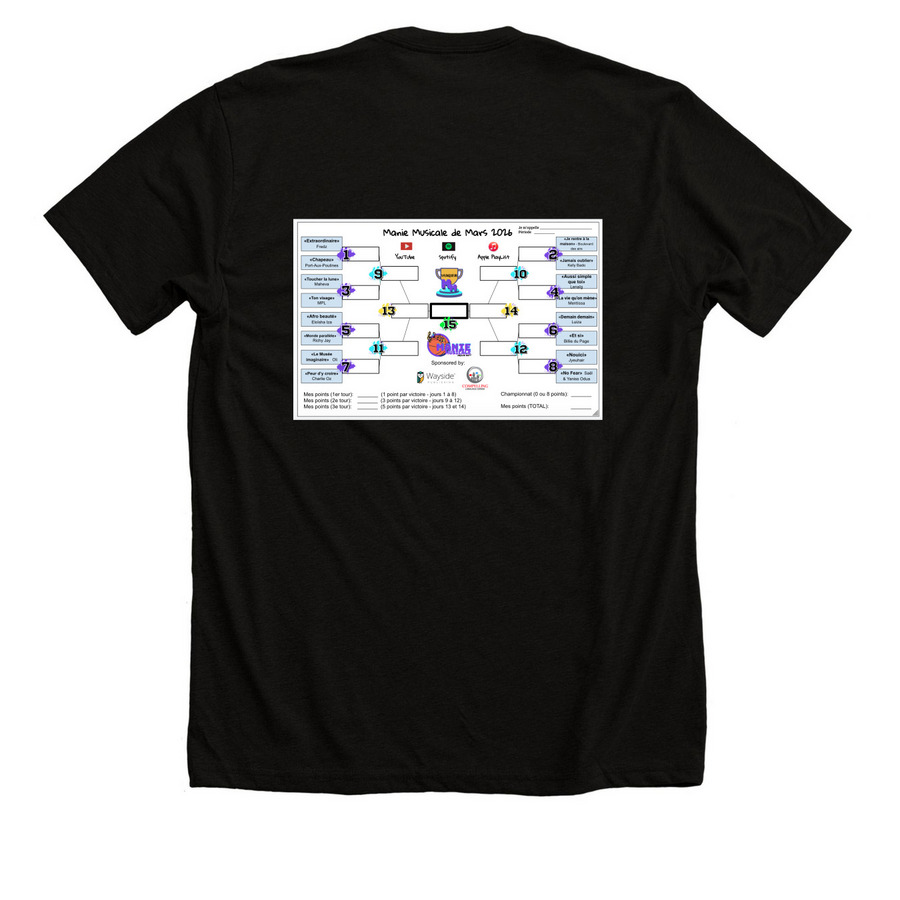 Je fais partie de la symphonie - MM 2026, a Solid Black Blend Premium Unisex Tee (back-view)