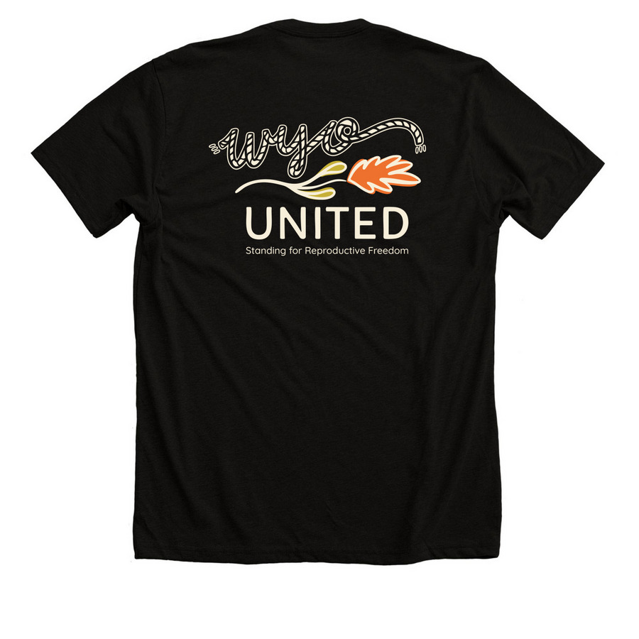 WyoUnited, a Solid Black Blend Premium Unisex Tee (back-view)