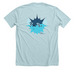 Support CCMI & help protect coral reefs, a Heather Ice Blue Premium Unisex Tee (back-view)