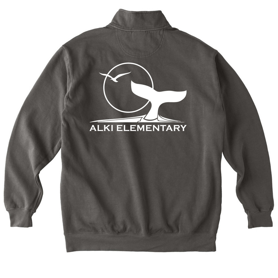Classic Alki Elementary Zip Up Sweatshirts&nbsp;, a Pepper Comfort Colors Quarter Zip Pullover (back-view)