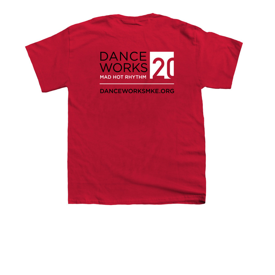 Danceworks Mad Hot Rhythm 20th Anniversary, a Red Youth Unisex Tee (back-view)